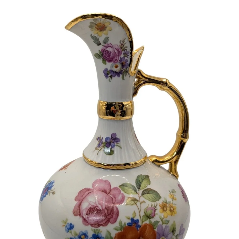 Vintage Limoges Pastaud Pircher Hand Painted Floral Pattern Heavy‎ Gold Trim